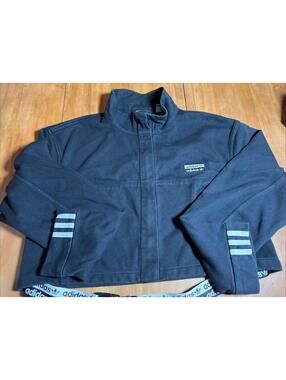 Adidas Originals R.Y.V. Belted Full Zip Cropped Jacket in Black Size M